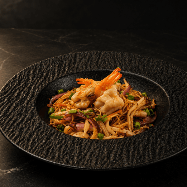 Imagem do menu S29. Massa arroz salteado gambas
