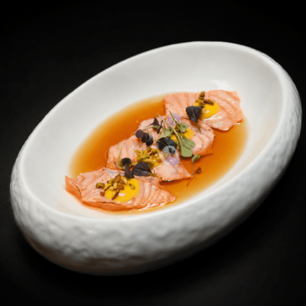 Imagem do menu C82. Carpaccio salmone flambé