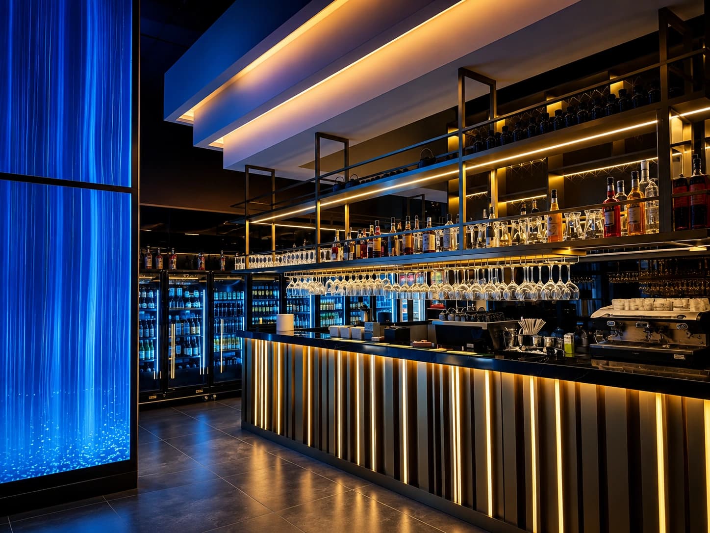 Sushi King restaurant interior with illuminated dining areas